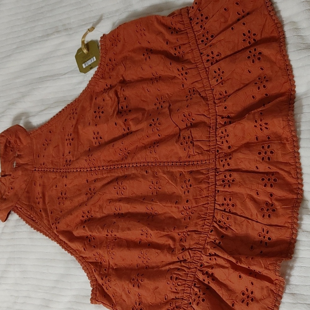 Rye grass hi neck foxtail Orange blouse size 2X NWT.